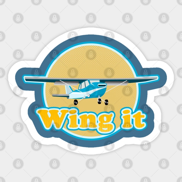 Wing it plane Sticker by mailboxdisco